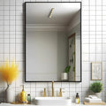 Black Bathroom Mirror 24x36 in Rectangular Arched Wall Mirror - Modern
