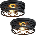 Flush Mount Ceiling Light Fixture 2-Light Black Hallway Light - Modern