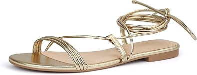 PARTY Women's Strappy Sandals Lace Up Flats for Style