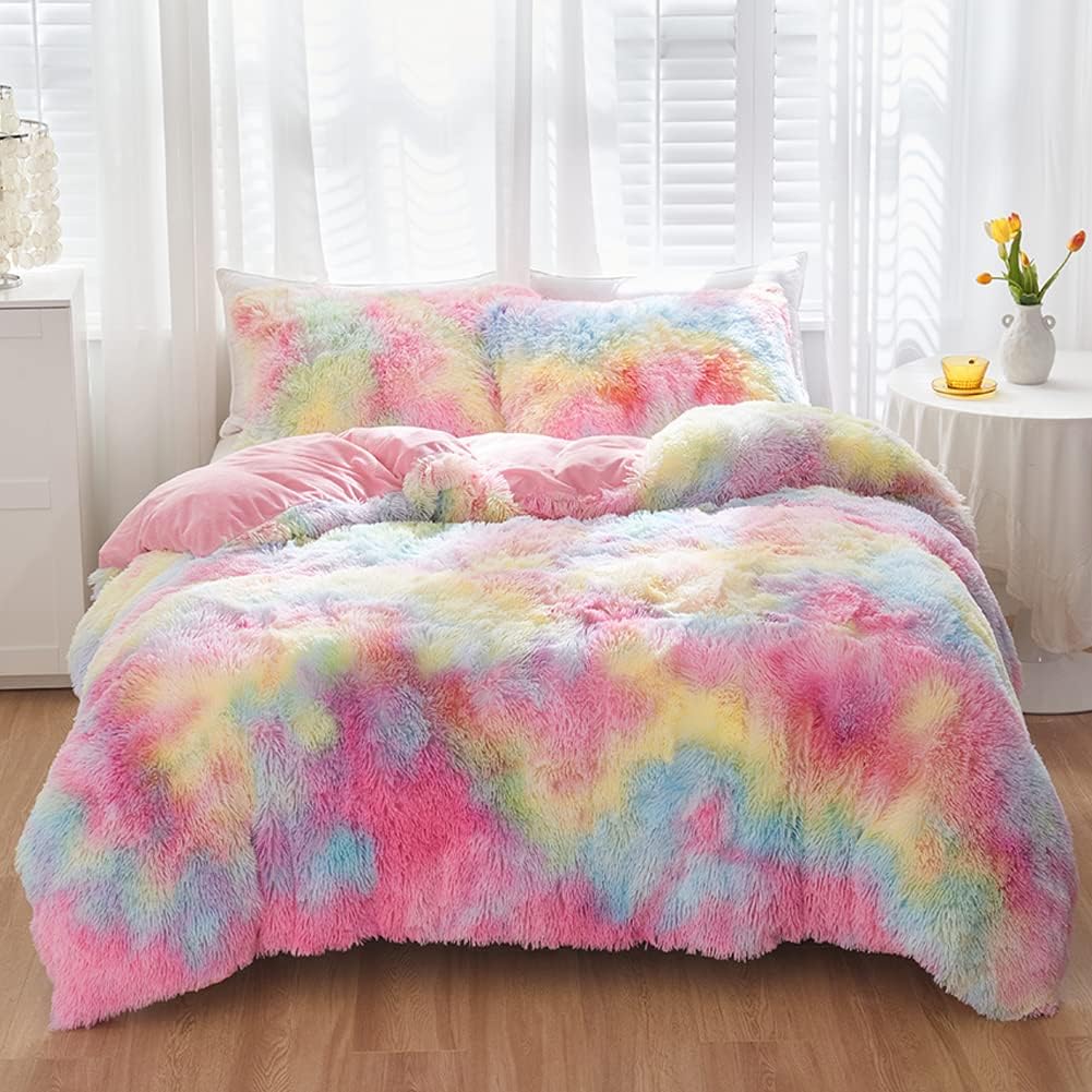 SUCSES Pink Fluffy Full Size Bedding Set for Girls - Cozy Comfort