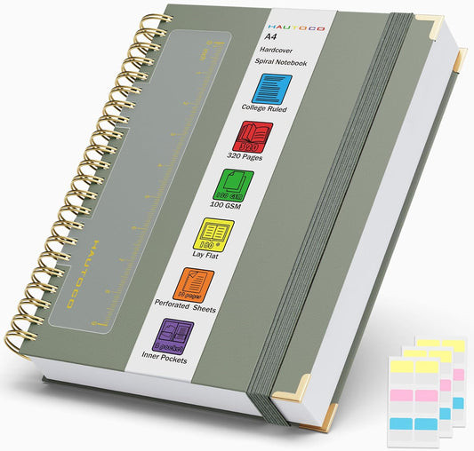HAUTOCO A4 Spiral Leather Notebook 320 Pages - Premium Quality