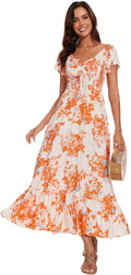 Women's Floral Rayon Maxi Dress - Flowy Boho Beach Party Look