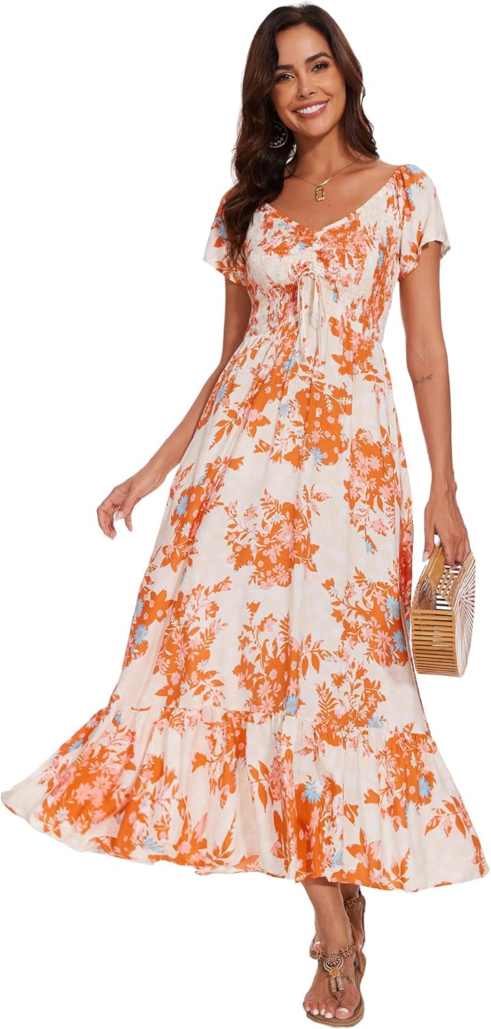 Women's Summer Floral Maxi Dress for Beach and Party Wear