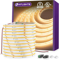 COB LED Strip Lights Warm White 3000K 32.8ft - Even, High-CRI Lighting