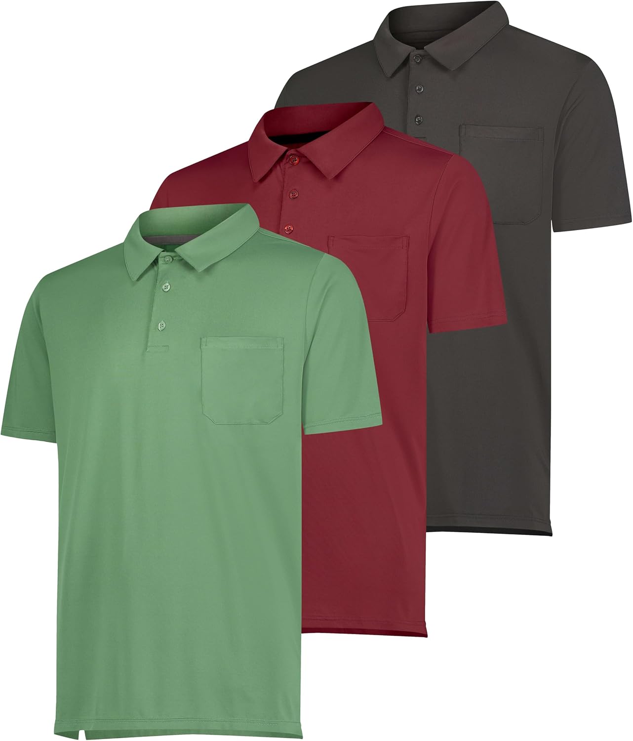 Real Essentials Men's Short Sleeve Pocket Polo Shirt for Golf