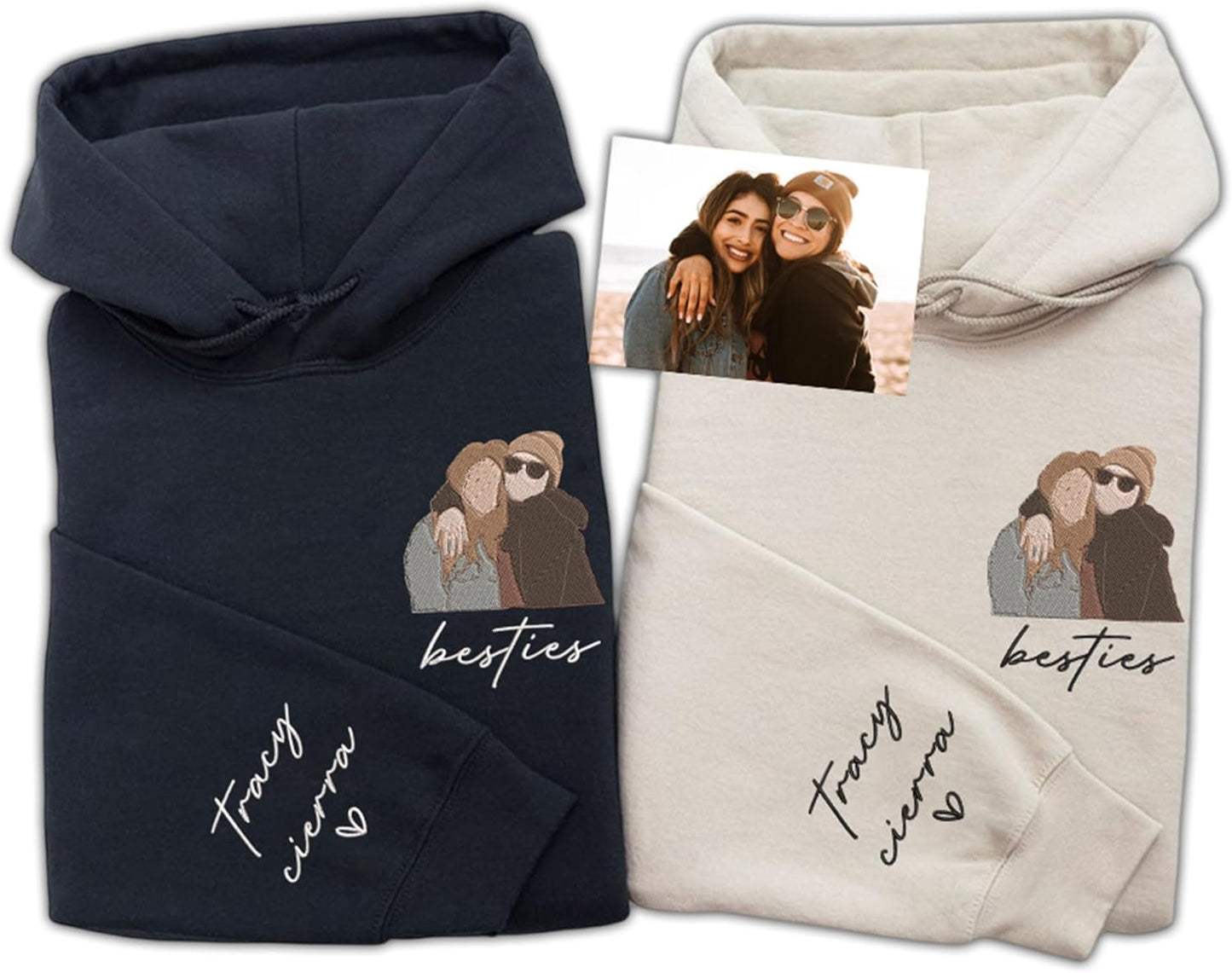 Custom Besties Embroidered Hoodie