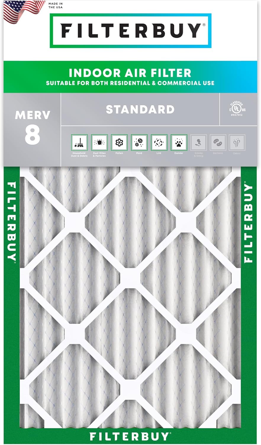 Filterbuy 20x30x2 Air Filter MERV 8 for Dust and Allergy Defense