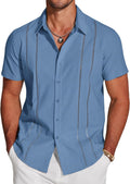 Men's Cuban Guayabera Shirt Short Sleeve - Breathable Linen Look