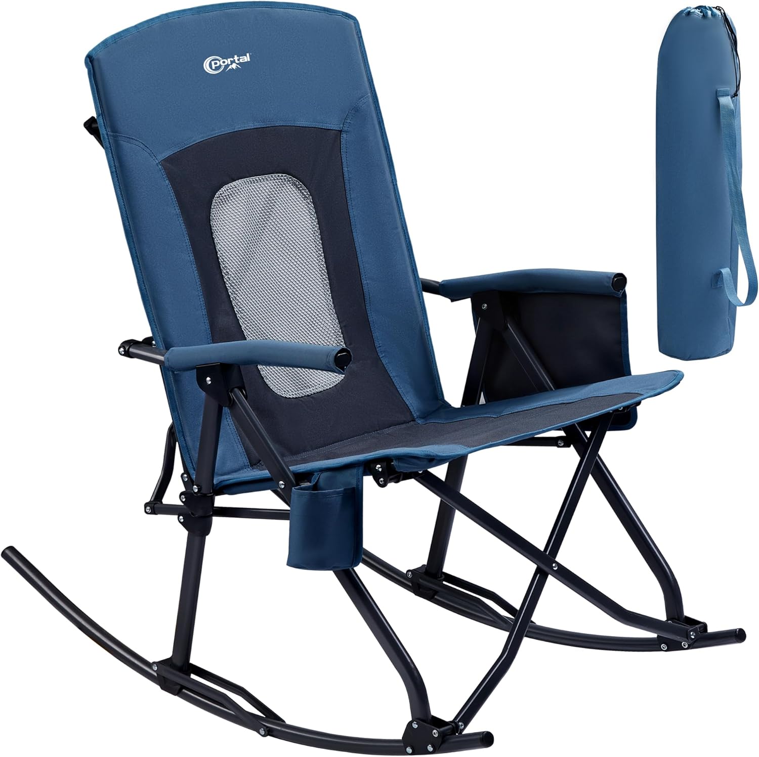Oversized Folding Rocking Camping Chair with High Back Support