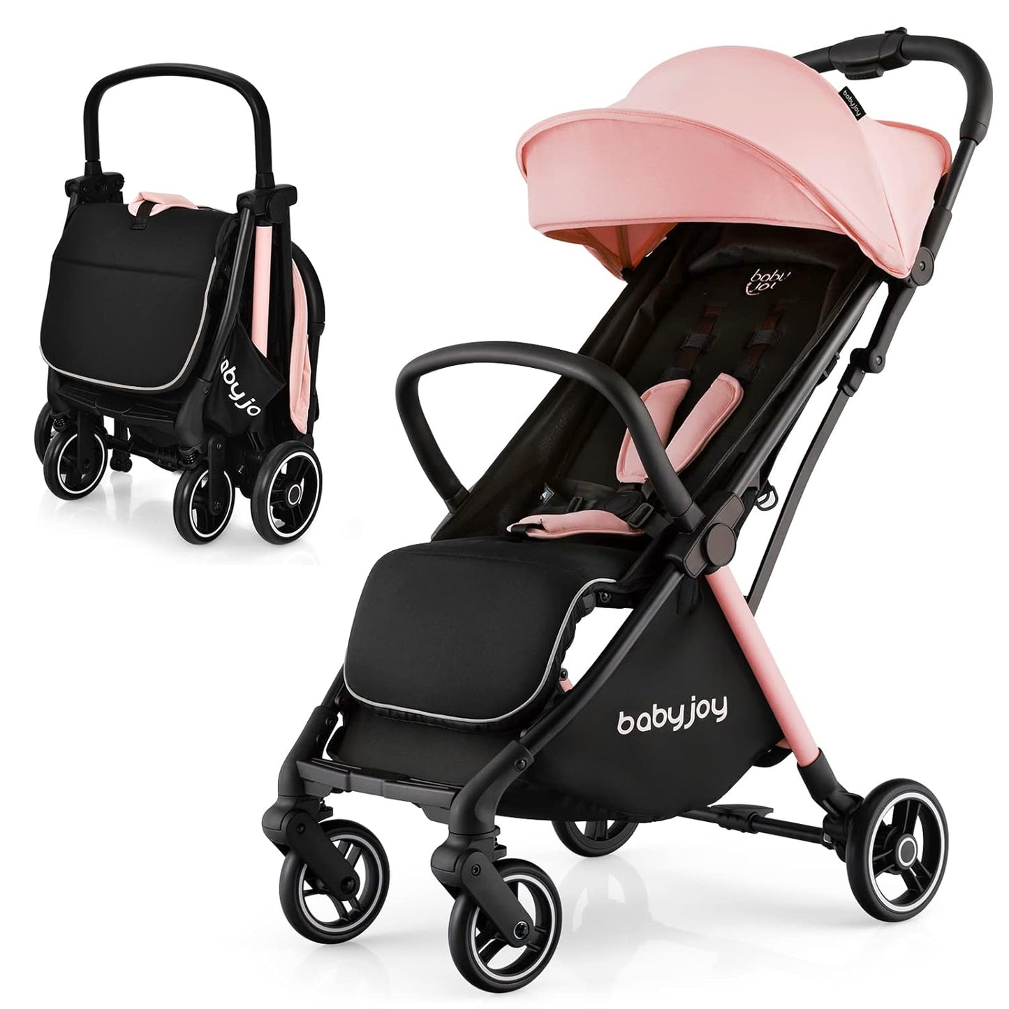 Lightweight Baby Stroller with Adjustable Canopy and Backrest