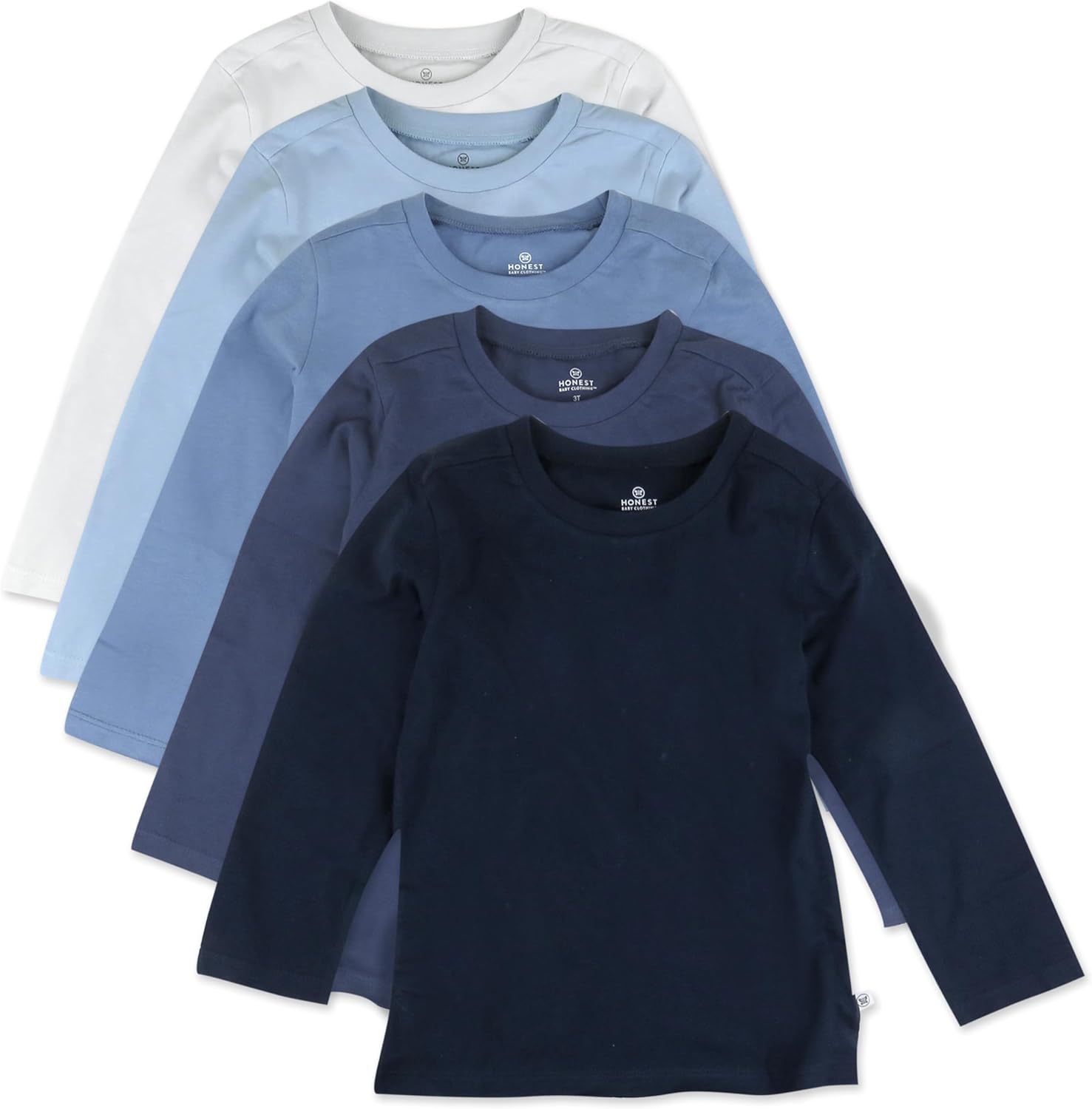 5-Pack Long Sleeve Organic Cotton Tees for Toddlers and Kids