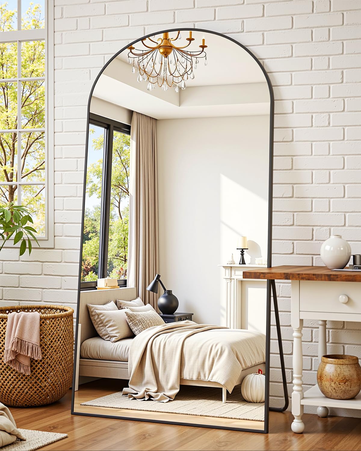 Suidia Full Length Mirror 76x34 Freestanding Arched Style