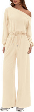 Long Sleeve Jumpsuit For Women Off Shoulder Wide Leg - Flowy Fit