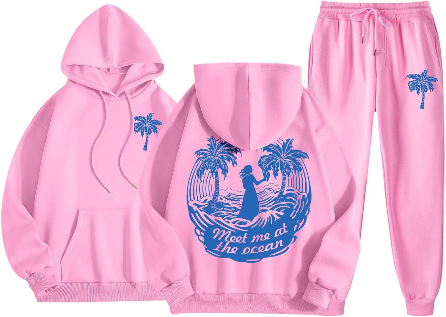Cozy Palm Puff 2PC Sweatsuit - Loose Fit