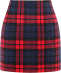 Womens High Waist Plaid Skirt Bodycon Pencil Wool Mini (Style 3RR7)