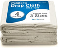 4x12 Canvas Drop Cloth Pack of 4 - Heavy Duty Cotton Drop Cloths