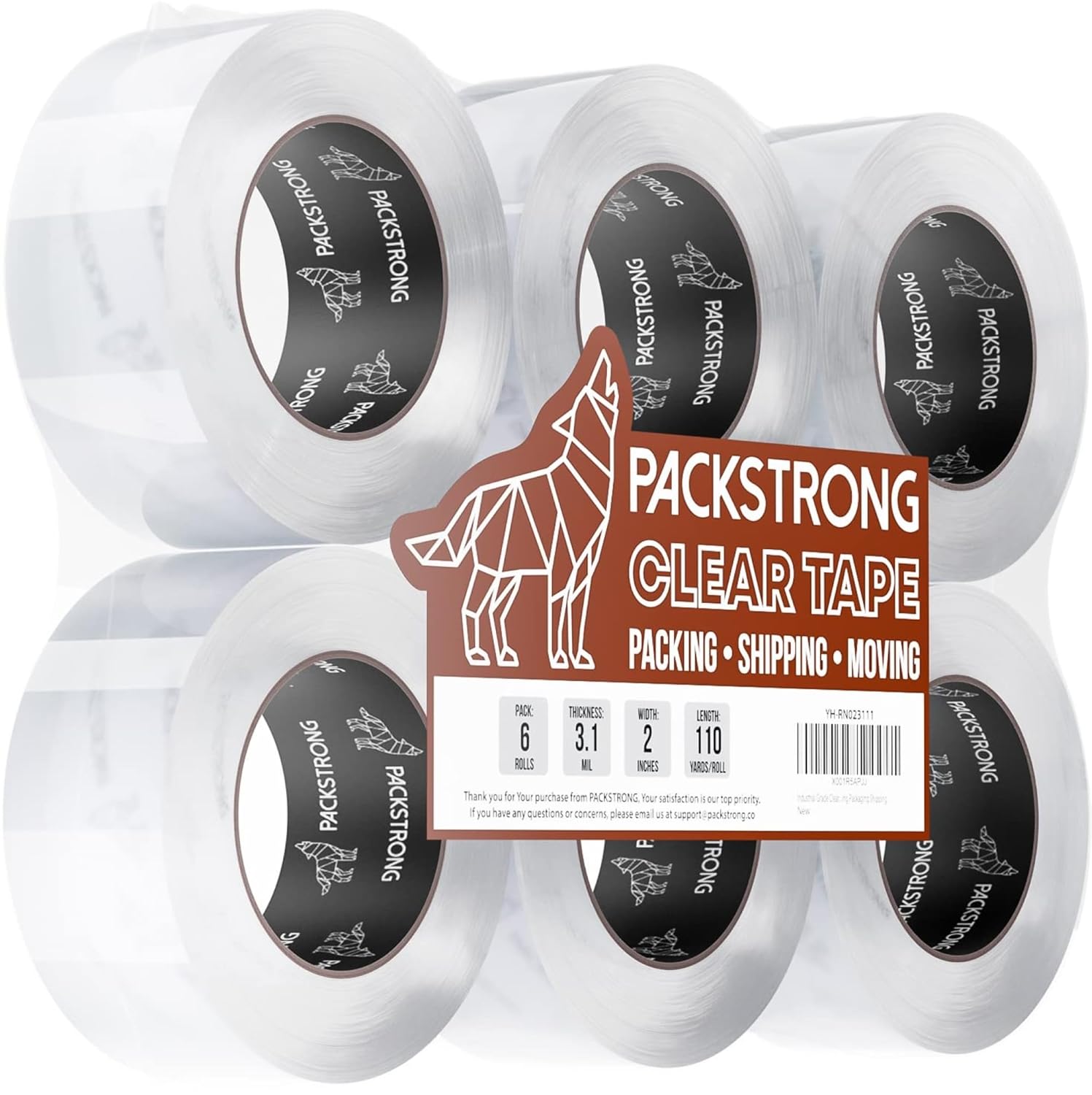 Packstrong Industrial Grade Clear Packing Tape - Heavy Duty