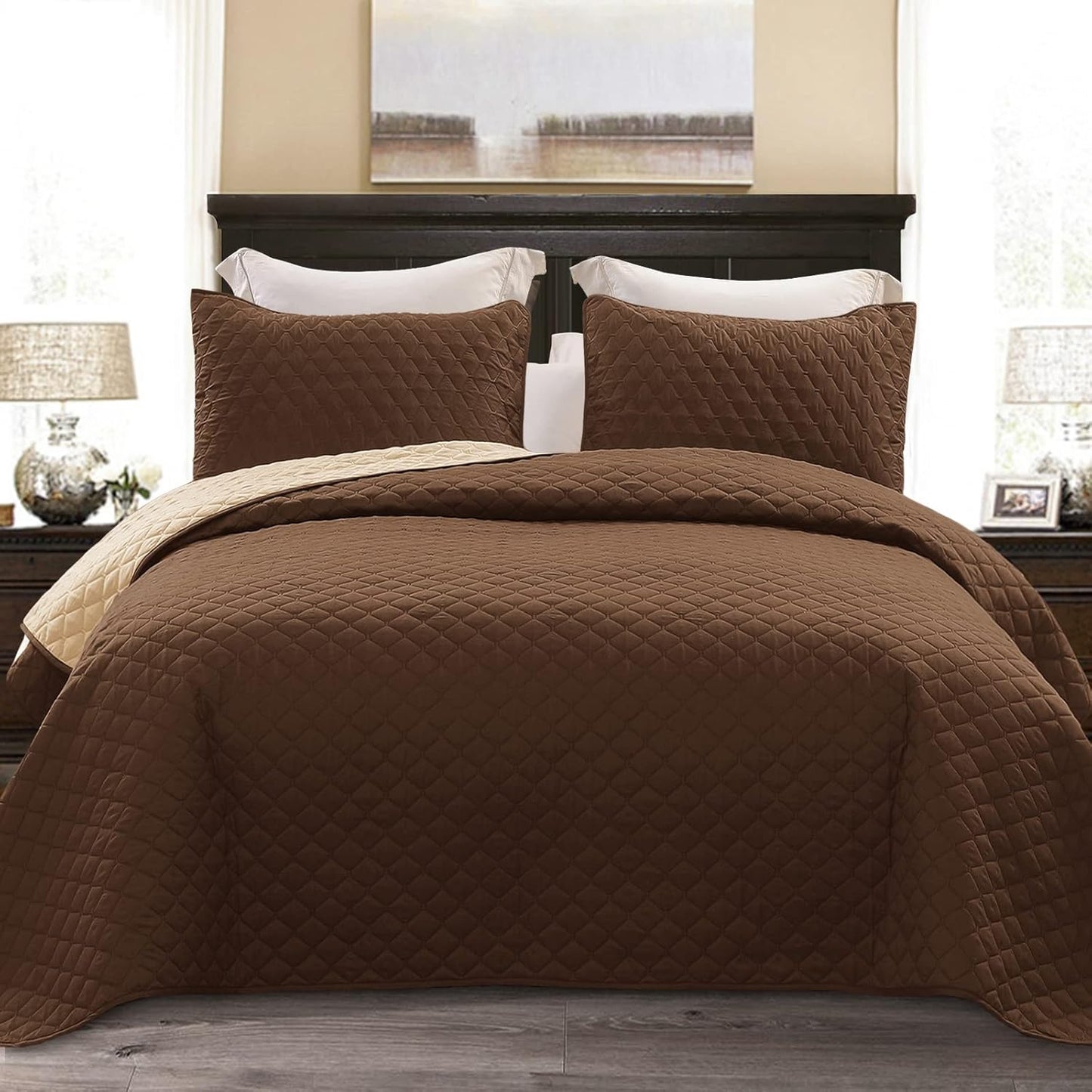 Reversible California King Size Quilt Set for All Seasons