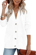 MEROKEETY Women's 2025 Fall Cable Knit Cardigan Sweater - Cozy