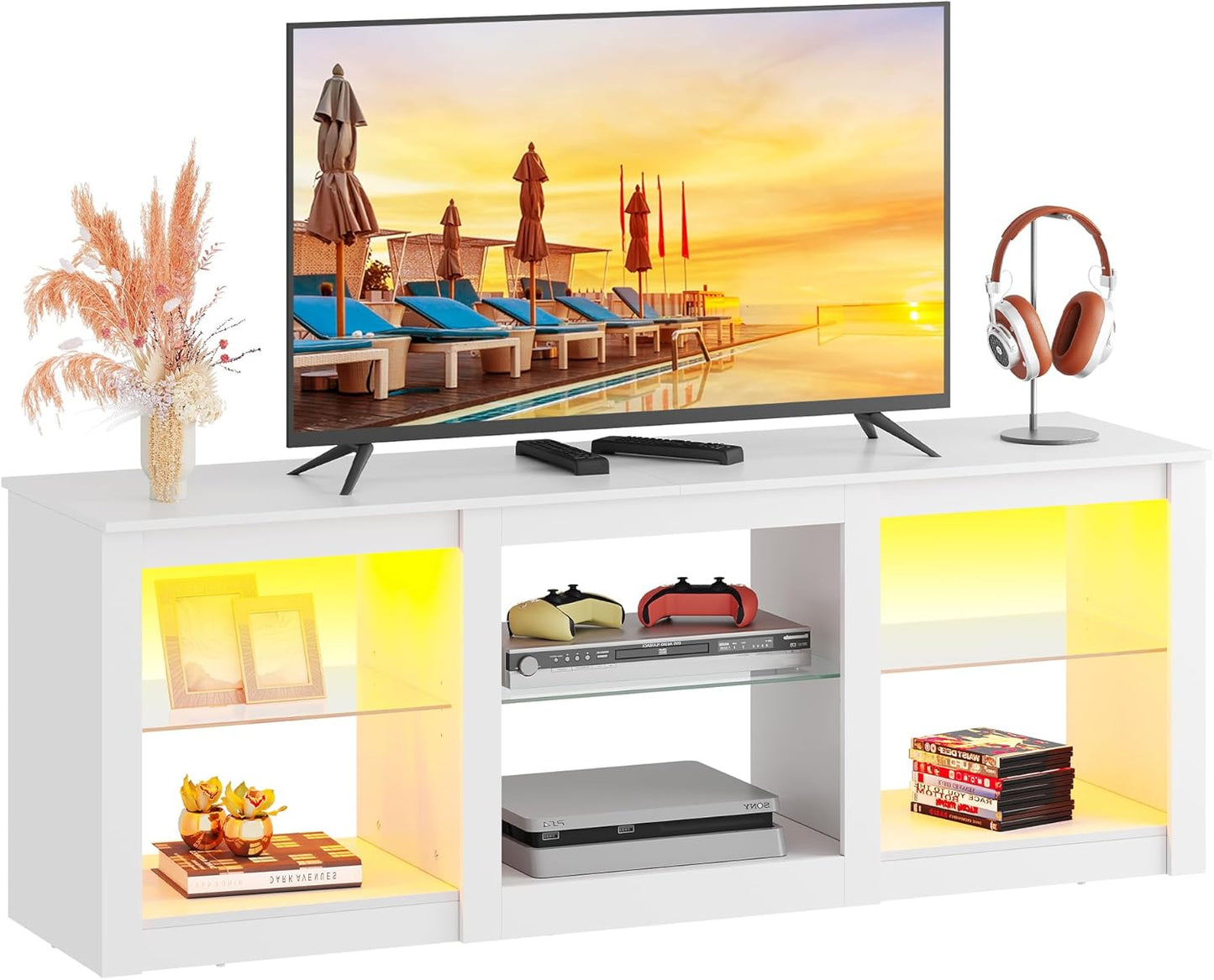 WLIVE LED TV Stand for 65 Inch TV - Modern Media Console