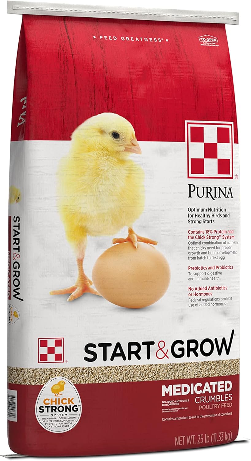 Purina Start & Grow Medicated Chick Feed Crumbles for Healthy Growth