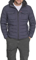 Mens Water Resistant Performance Stretch Hooded Puffer Jacket