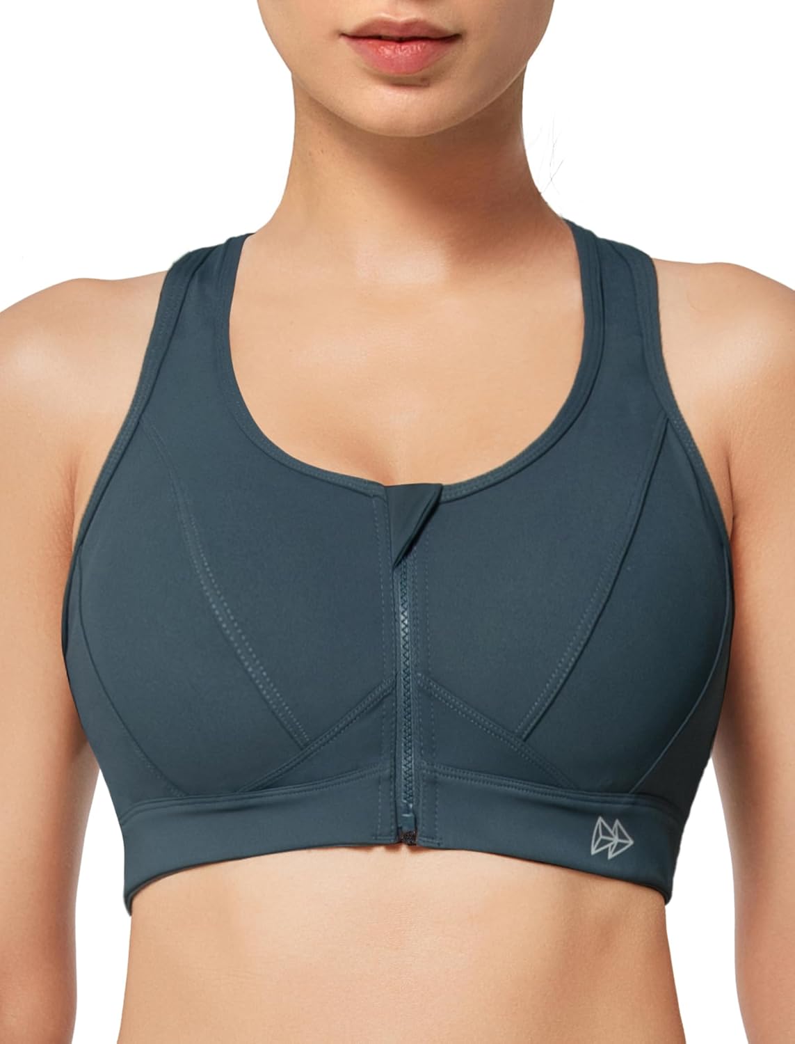 Yvette Zip Front Sports Bra for High Impact Workout Support
