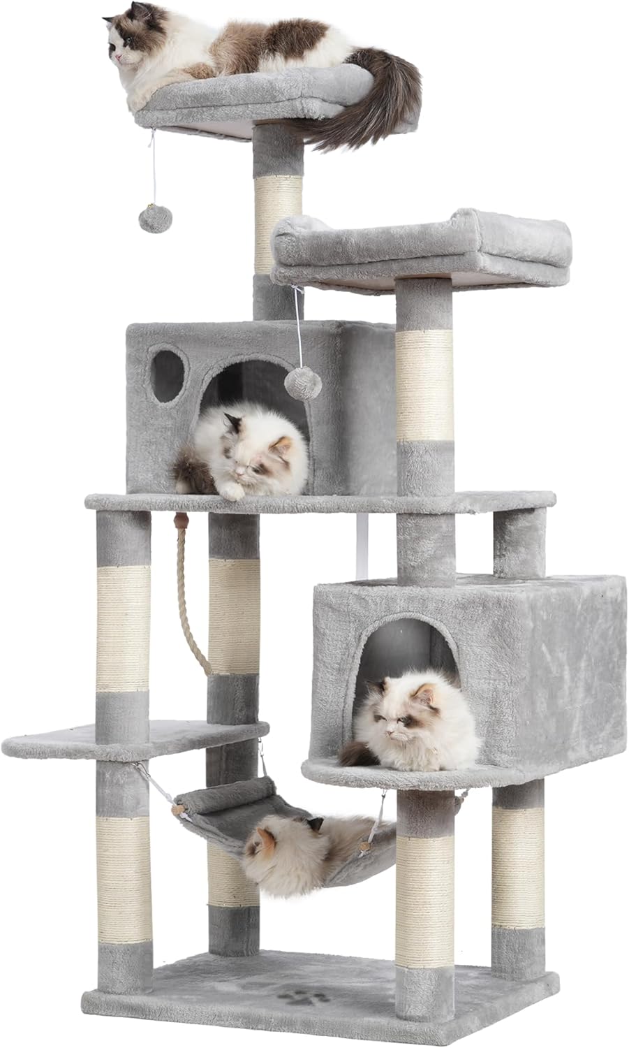 Multi-Level Cat Tree with Plush Condos and Scratching Posts 60in