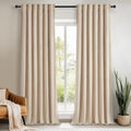 Topfinel Beige Velvet Curtains 92 in - Room Darkening Drapes
