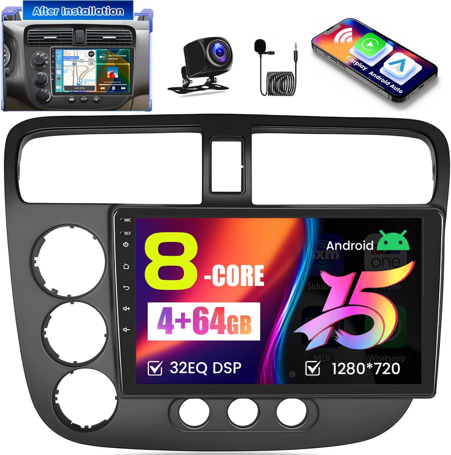 8-Core Android 15 Car Stereo for Honda Civic 2001-2005 Review