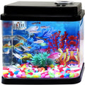 Mini Aquarium 1 Gallon Fish Tank - USB LED Light & 3-in-1 Pump