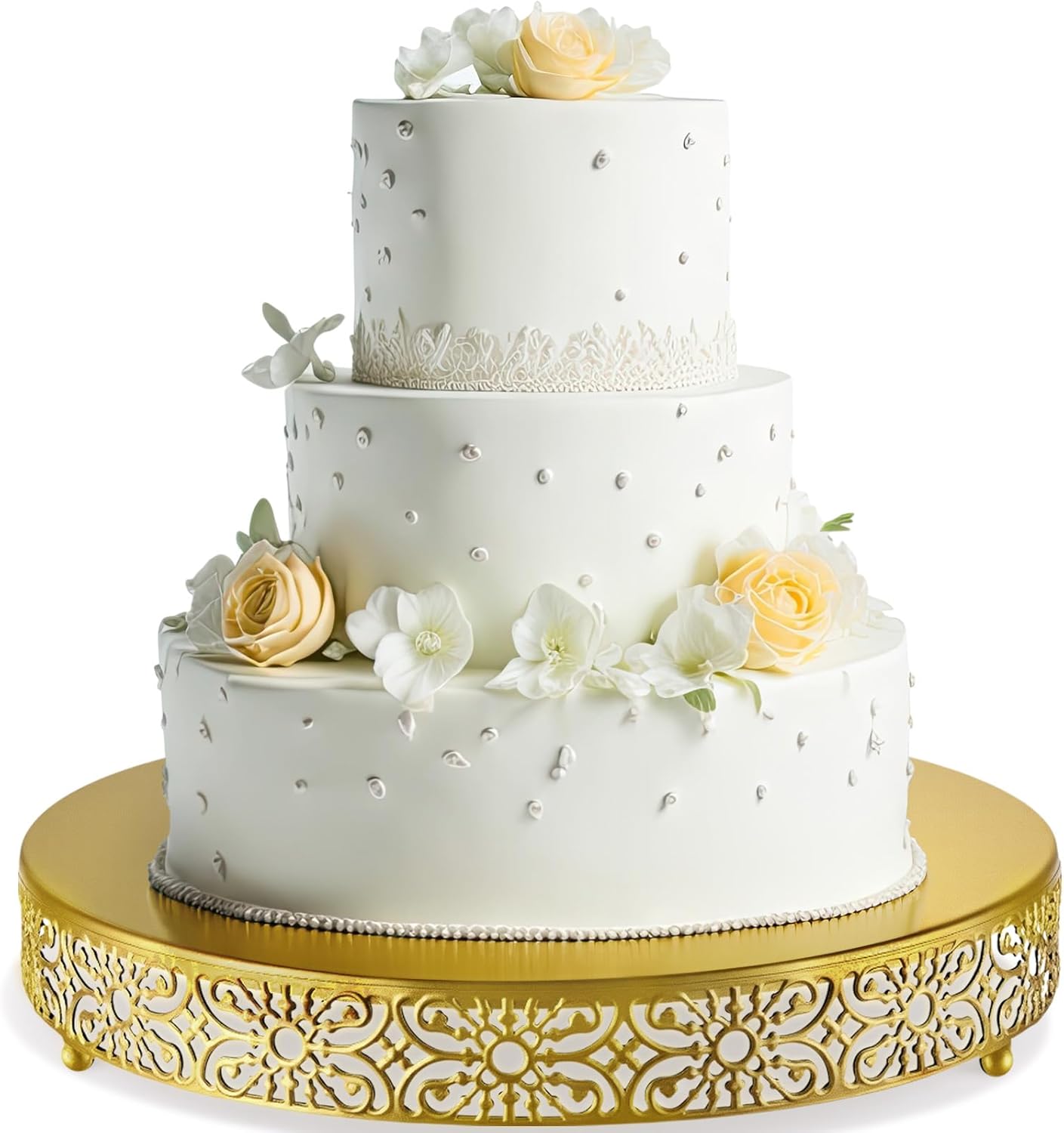 Wenqik 14 Inch Gold Cake Stand for Weddings and Celebrations