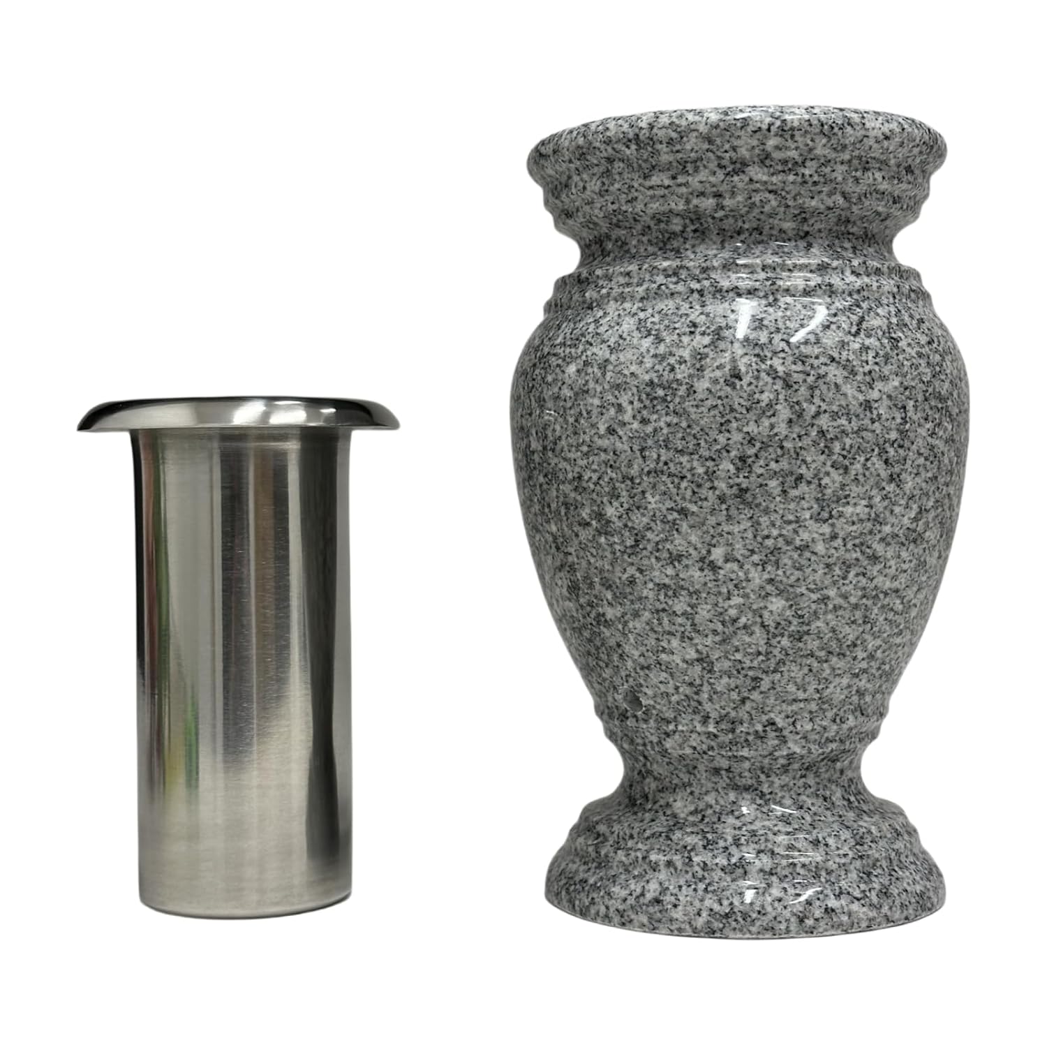 Memorial Cemetery Flower Vase - Durable Grey Granite Design