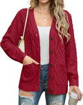Long Sleeve Cable Knit Button Front Cardigan - Cozy Office Layer