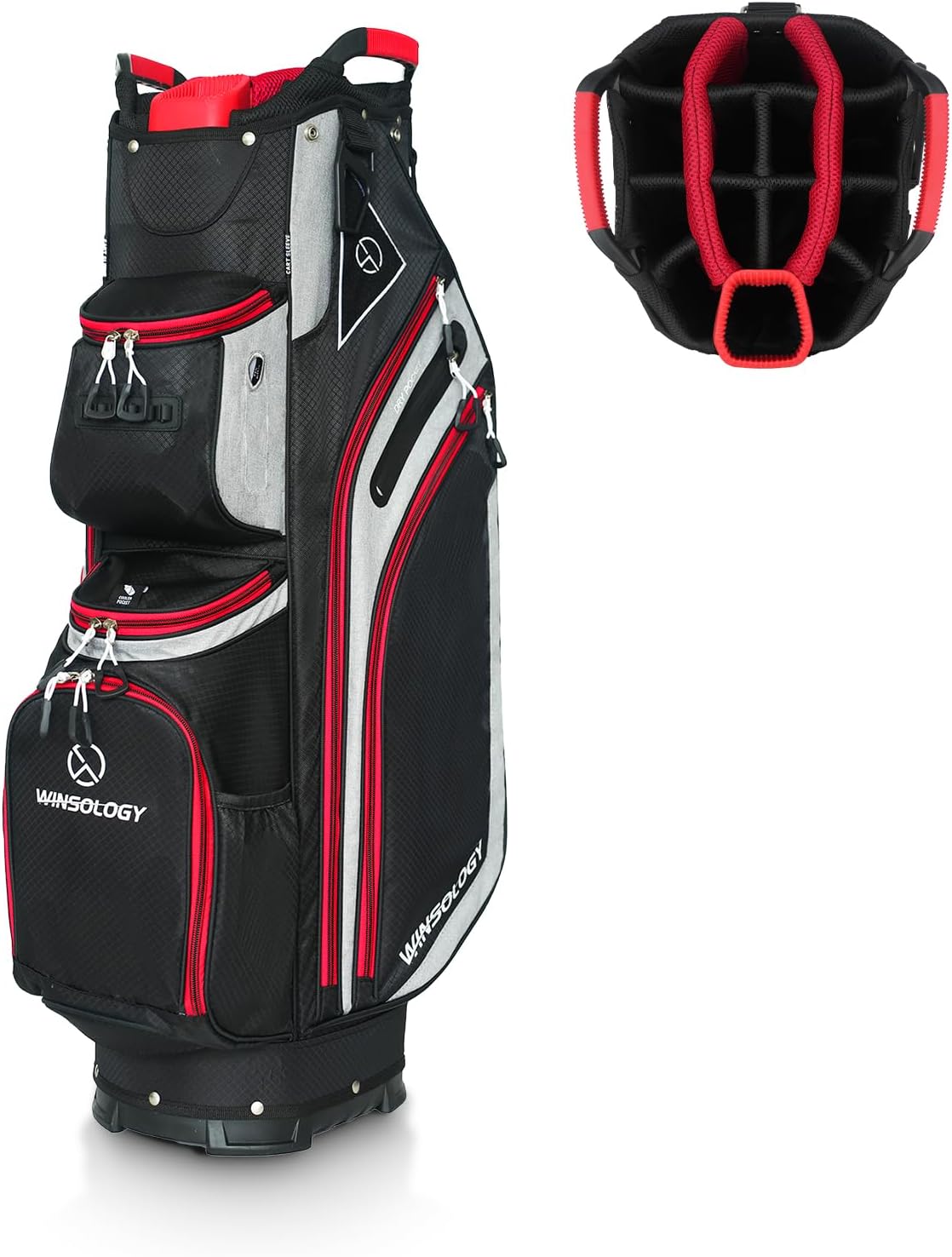 Max Lightweight Golf Cart Bag | Dual Handles | 14 Full Dividers | 11 Pockets | Cooler | T WINSOLOGY