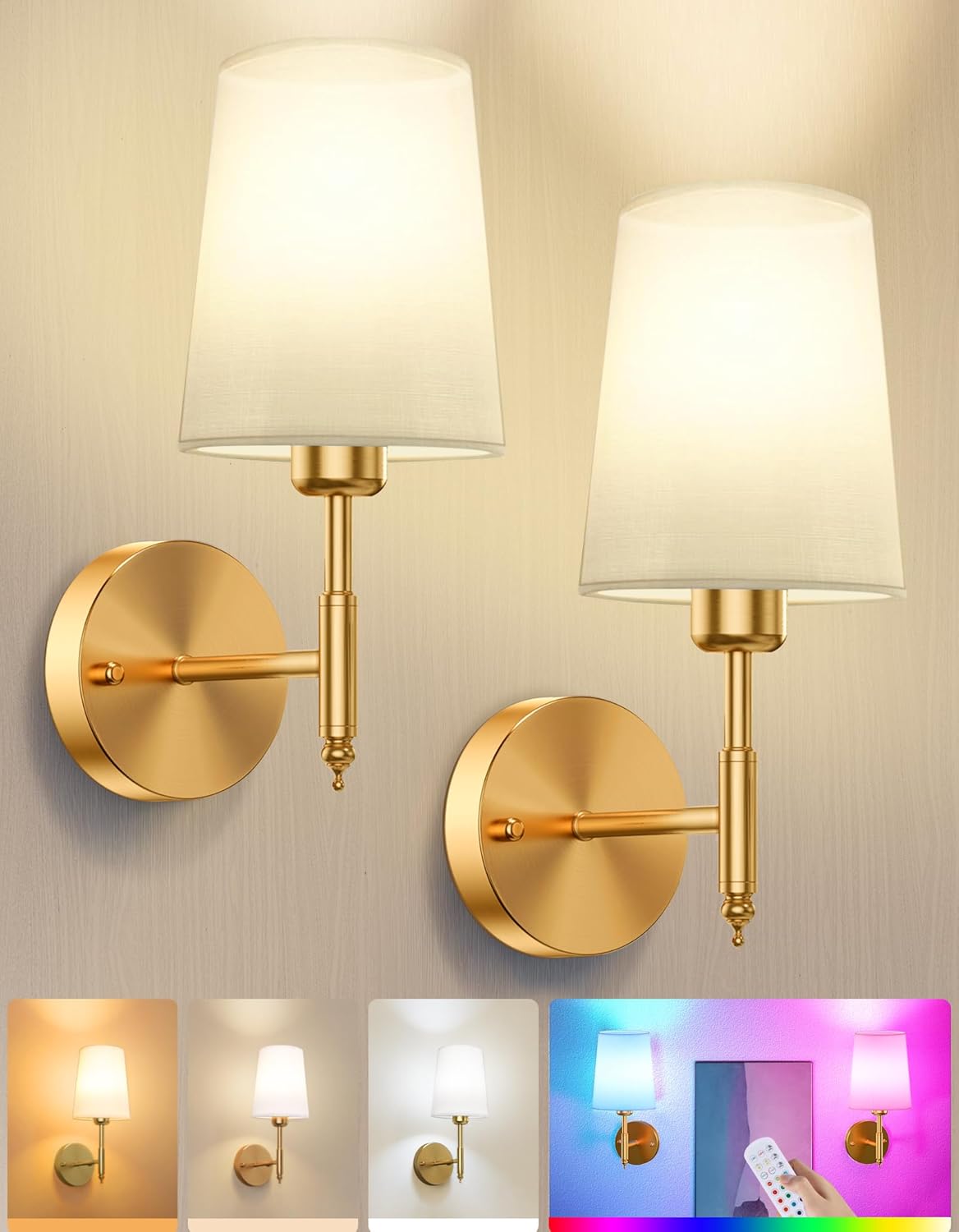 10000mAh Battery Operated Wall Sconces Set of Two for Home