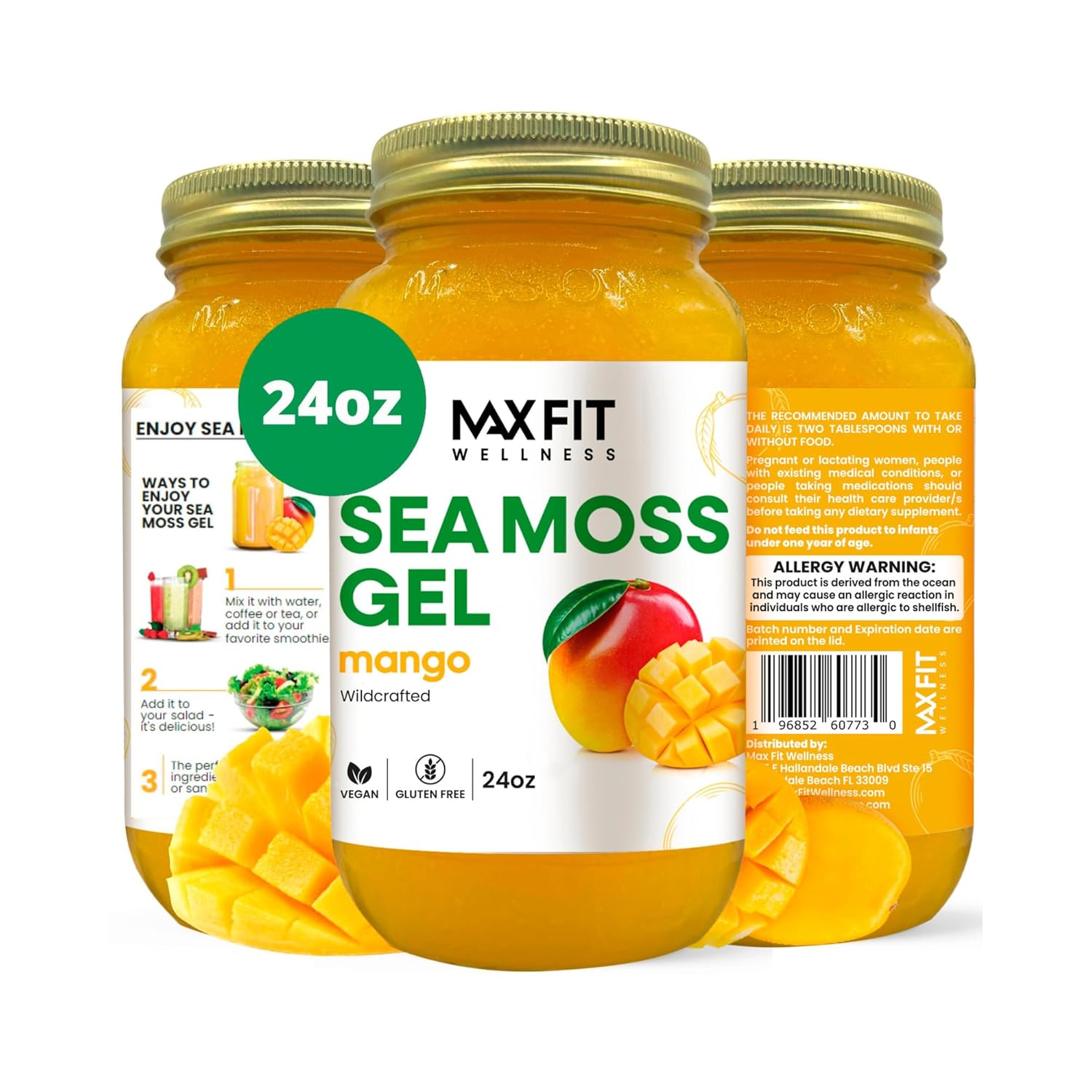 Sea Moss Gel Raw 24oz - Pure Vegan Superfood with 92 Nutrients