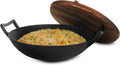 Megachef 14 Inch Pre-Seasoned Cast Iron Wok with Lid - Versatile