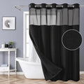 Hotel Style Black Shower Curtain Set - Water Repellent
