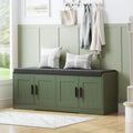 2-Tier Storage Bench for Entryway with Thick Padded Seat - Green