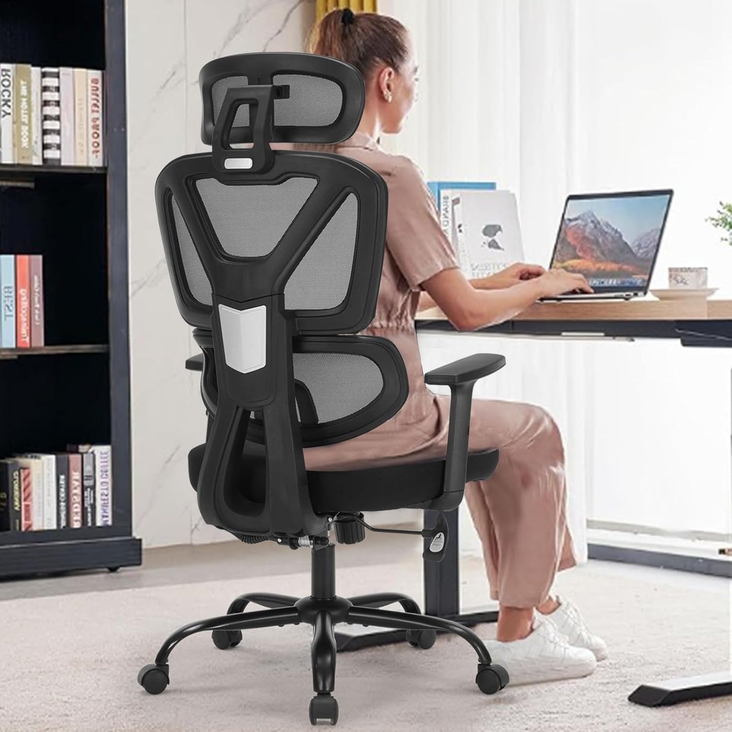 Ergonomic Mesh Home Office Chair - Lumbar Support & Adjustable Height
