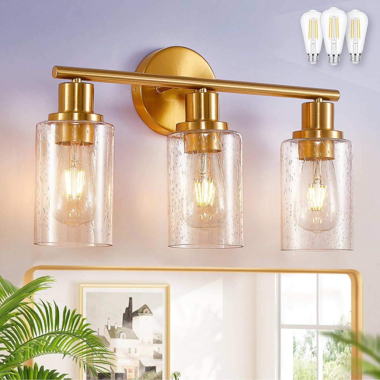 DLLT 3-Light Bathroom Light Fixtures for Elegant Home Decor