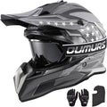 DOT Dirt Bike Helmet L Size with Goggles Gloves Mask - Black Star