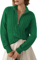 Dokotoo Womens Quarter Zip Ribbed Cable Knit Pullover - Cozy Fit