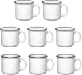 15 Oz Ceramic Campfire Mugs Set of 8 - Retro Granite White