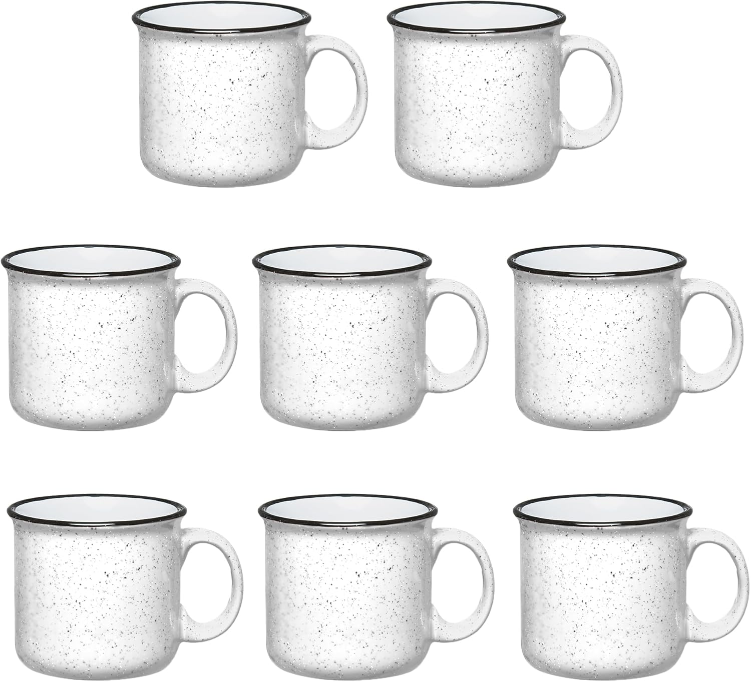 Set of 8 Ceramic Campfire Mugs 15 Oz for Coffee and Tea