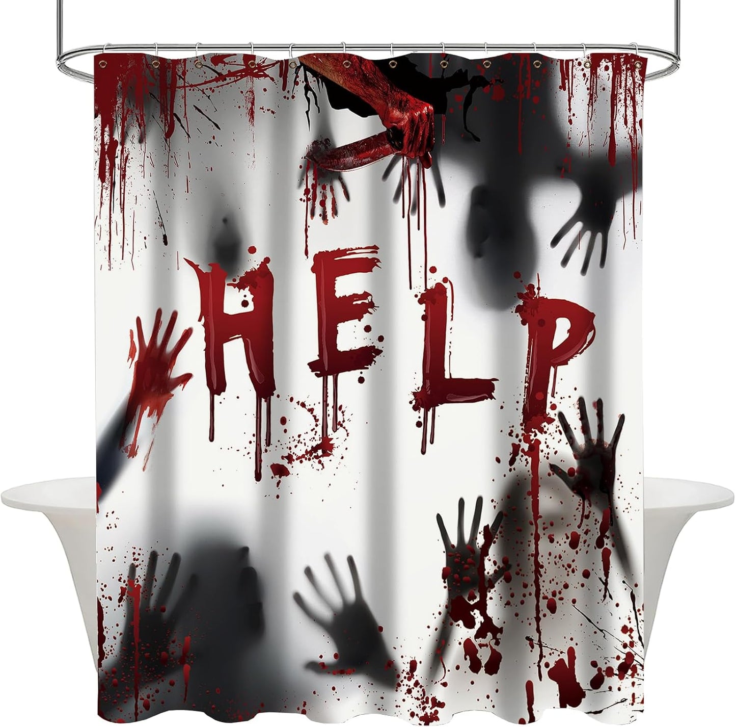 Spooky Bloody Hand Halloween Shower Curtain