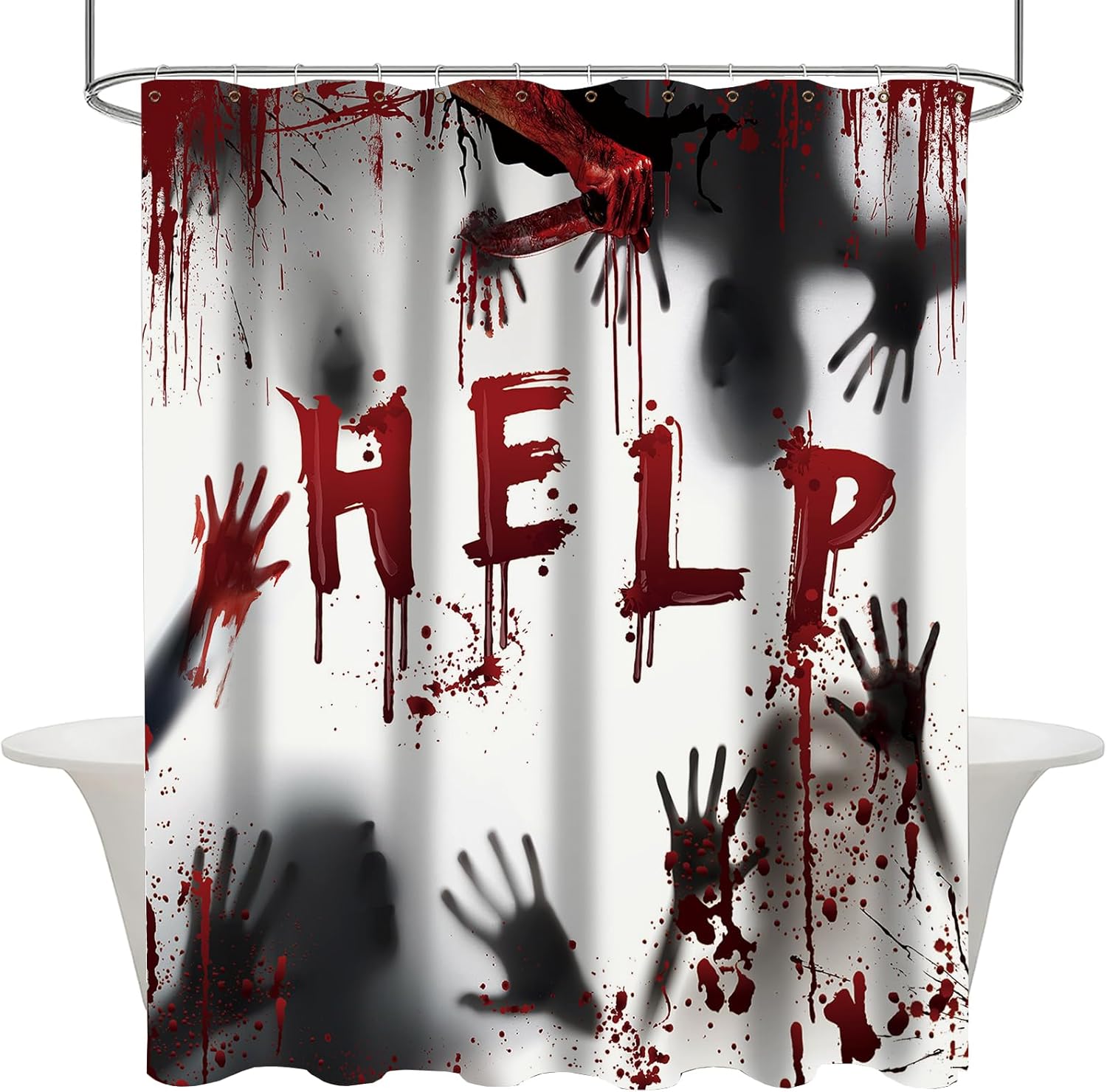 Spooky Bloody Hand Halloween Shower Curtain