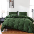 100% Organic Cotton King Duvet Cover Forest Green - Cooling Sateen