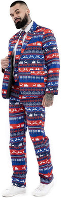 Men's Christmas Party Suit for Men - Funny Novelty Jacket Trousers Tie